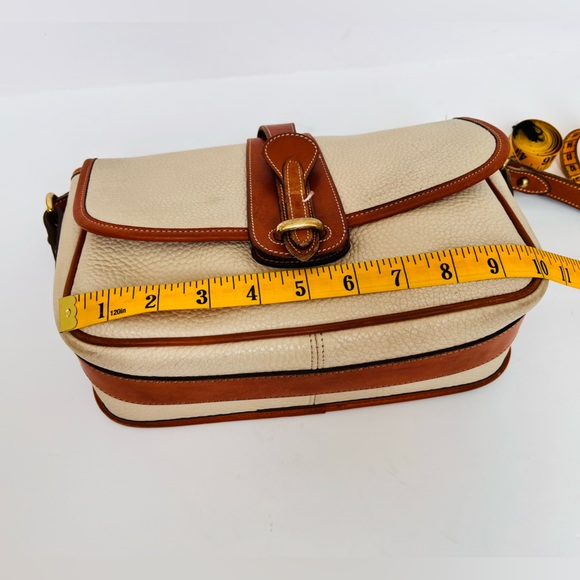 Dooney & Bourke All Weather Leather Small Flap Shoulder Bag British Tan Trim Vtg - Picture 12 of 16